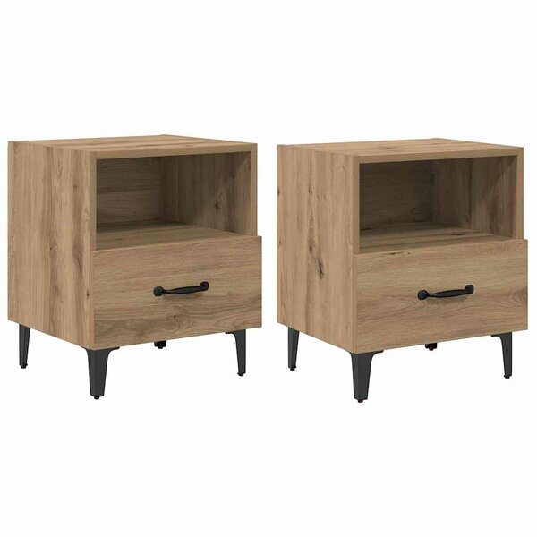 vidaXL Cabinet de chevet 2 Pièces chêne artisanal 40 x 35 x 47.5 cm