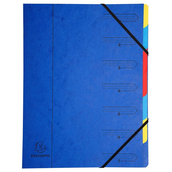 Trieur Agrafé Avec Élastiques 7 Compartiments - Couleurs Assorties - X 12 - Exacompta