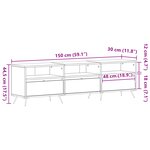 vidaXL Meuble TV Noir 150x30x44 5 cm en bois d'ingénierie