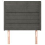 vidaXL Tête de lit avec oreilles Gris foncé 93x16x118/128 cm Velours