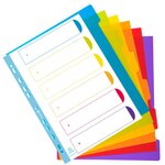 Intercalaire a4+ polypropylène coloré opaque exacompta 6 onglets neutres réinscriptibles multicolores - 1 jeu