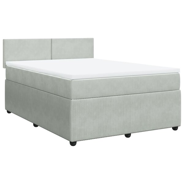 vidaXL Sommier à lattes de lit et matelas Gris clair 140x200cm Velours