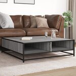 vidaXL Table basse sonoma gris 100x100x30cm bois d'ingénierie et métal