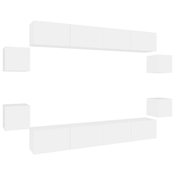 vidaXL Ensemble de meubles TV 8 Pièces Blanc Bois d'ingénierie