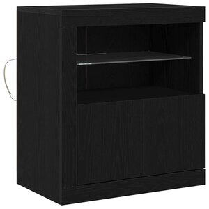 vidaXL Buffet LED Noir 60 5 x 37 x 67 cm Bois d'ingénierie