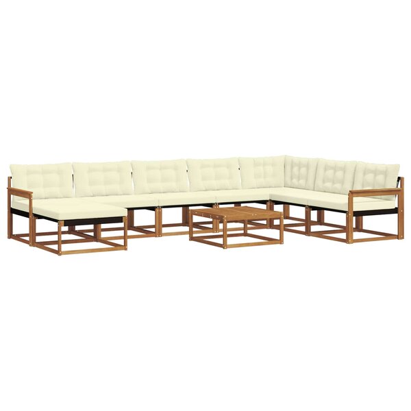 vidaXL Ensemble de canapés d'extérieur 9 Pièces Naturel et Crème