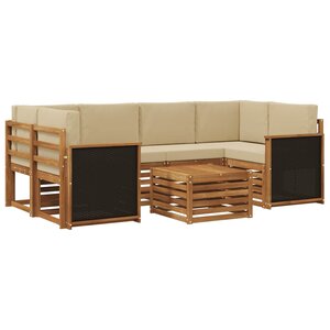 vidaXL Ensemble de canapés d'extérieur 7 pc Naturel et Beige