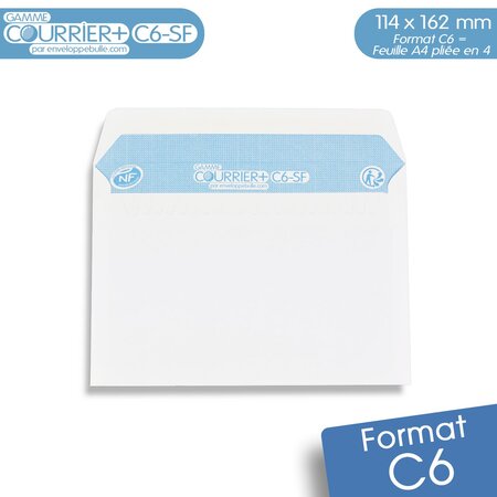 Lot de 500 Enveloppes blanches C6 - gamme Courrier+
