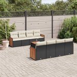 vidaXL Salon de jardin 9 Pièces avec coussins noir résine tressée