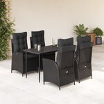 vidaXL Ensemble à manger de jardin coussins 5Pièces Noir Résine tressée