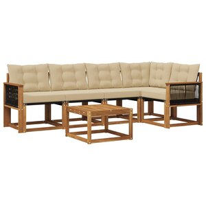 vidaXL Ensemble de canapés d'extérieur 6 pc Naturel et Beige