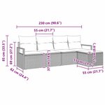 Ensemble de canapés de jardin 5 pièces avec coussins gris clair en rotin poly