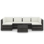 vidaXL Salon de jardin 7 Pièces avec coussins Bois imprégné de gris