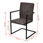 vidaXL Chaises à manger cantilever lot de 4 marron similicuir