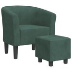 vidaXL Fauteuil cabriolet avec repose-pied vert foncé velours