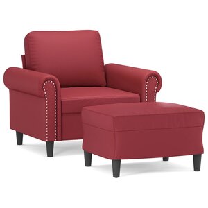 vidaXL Fauteuil avec repose-pied Rouge bordeaux 60 cm Similicuir