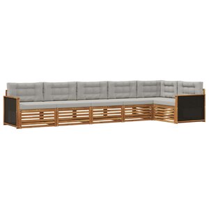 vidaXL Ensemble de canapés d'extérieur 6 Pièces Naturel et gris clair