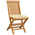 vidaXL Chaises de jardin et coussins blanc crème lot de 4 Teck massif