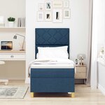 vidaXL Lit à ressort LED avec matelas Bleu 80 x 200 cm tissu