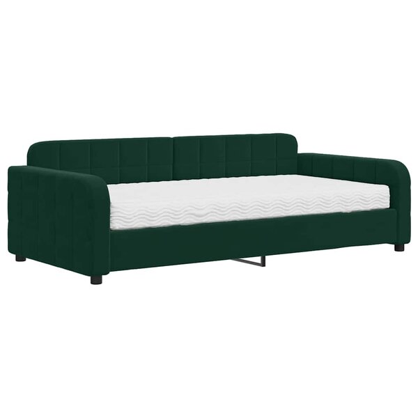 vidaXL Lit de jour avec matelas vert foncé 100x200 cm velours