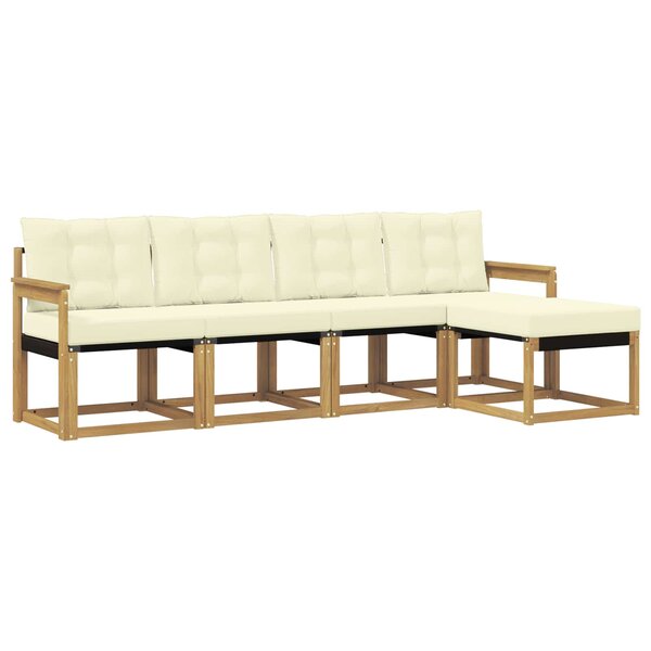 vidaXL Ensemble de canapés d'extérieur 5 pc Blanc et crème