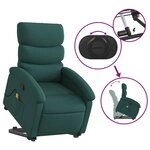 vidaXL Fauteuil inclinable de massage Vert foncé Tissu