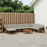 vidaXL Ensemble de canapés d'extérieur 9 Pièces Naturel et gris clair