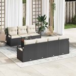 vidaXL Ensemble de canapé de jardin 8 Pièces Noir  blanc