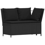 vidaXL Salon de jardin 3 Pièces avec coussins noir résine tressée
