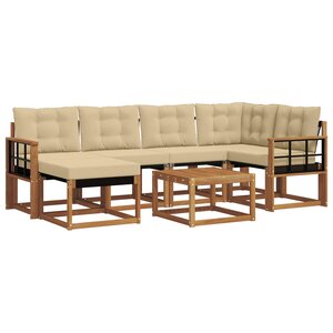 vidaXL Ensemble de canapés d'extérieur 7 Pièces Naturel et Beige
