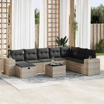 vidaXL Salon de jardin 9 Pièces avec coussins gris clair résine tressée