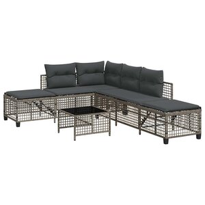 vidaXL Salon de jardin d'angle avec coussins 3 Pièces gris résine tressée