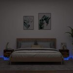 vidaXL Armoires de chevet avec lumières LED 2 Pièces chêne fumé