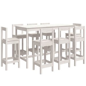 vidaXL Ensemble de bar 9 Pièces Blanc Bois de pin massif