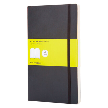 Carnet piqué moleskine souple noir 13 x 21 cm - ivoire uni -192 pages