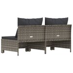 vidaXL Canapé de jardin 2 places avec coussins Gris Résine tressée