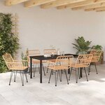 vidaXL Ensemble de salle à manger pour jardin 7 Pièces Marron Poly rotin