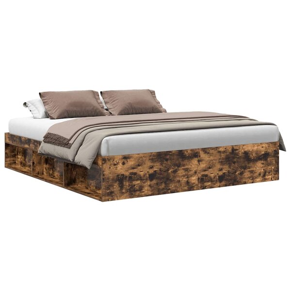 vidaXL Cadre de lit sans matelas chêne fumé 200x200 cm