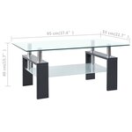 vidaXL Table basse Gris et transparent 95x55x40 cm Verre trempé