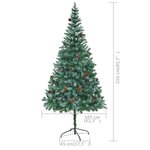 vidaXL Arbre de Noël artificiel pré-éclairé/boules pommes de pin 210cm