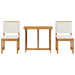 Ensemble de bistro de jardin 3 pièces vidaXL avec coussins en bois d'acacia massif