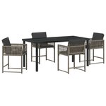 vidaXL Ensemble de salle à manger de jardin 5 pièces avec des coussins en rattan synthétique gris.