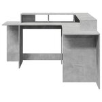 vidaXL Bureau et lumières LED gris béton 152x152x91cm bois ingénierie