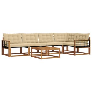 vidaXL Ensemble de canapés d'extérieur 6 Pièces Naturel et Beige