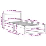 vidaXL Cadre de lit Naturel Bois massif 80 x 200 cm
