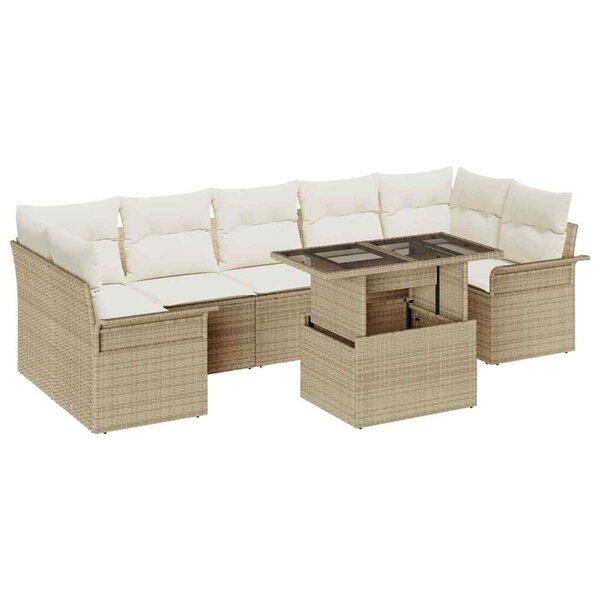 vidaXL Ensemble de canapé de jardin 8 Pièces Beige Poly Rattan