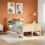 vidaXL Lit bibliothèque sans matelas 135x190 cm bois de pin massif