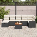 vidaXL Ensemble de canapé de jardin avec coussin 8 Pièces Noir Poly rotin