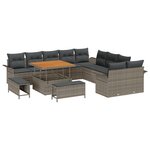 vidaXL Ensemble de canapé de jardin 13 pièces avec coussins gris en rotin poly.