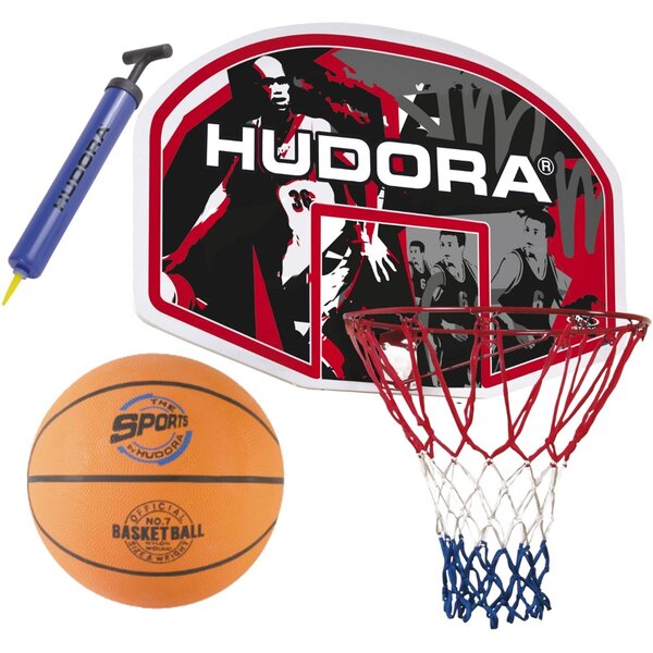 Hudora 71570/621/6146 - Ensemble Panier de Basket Ballon et pompe